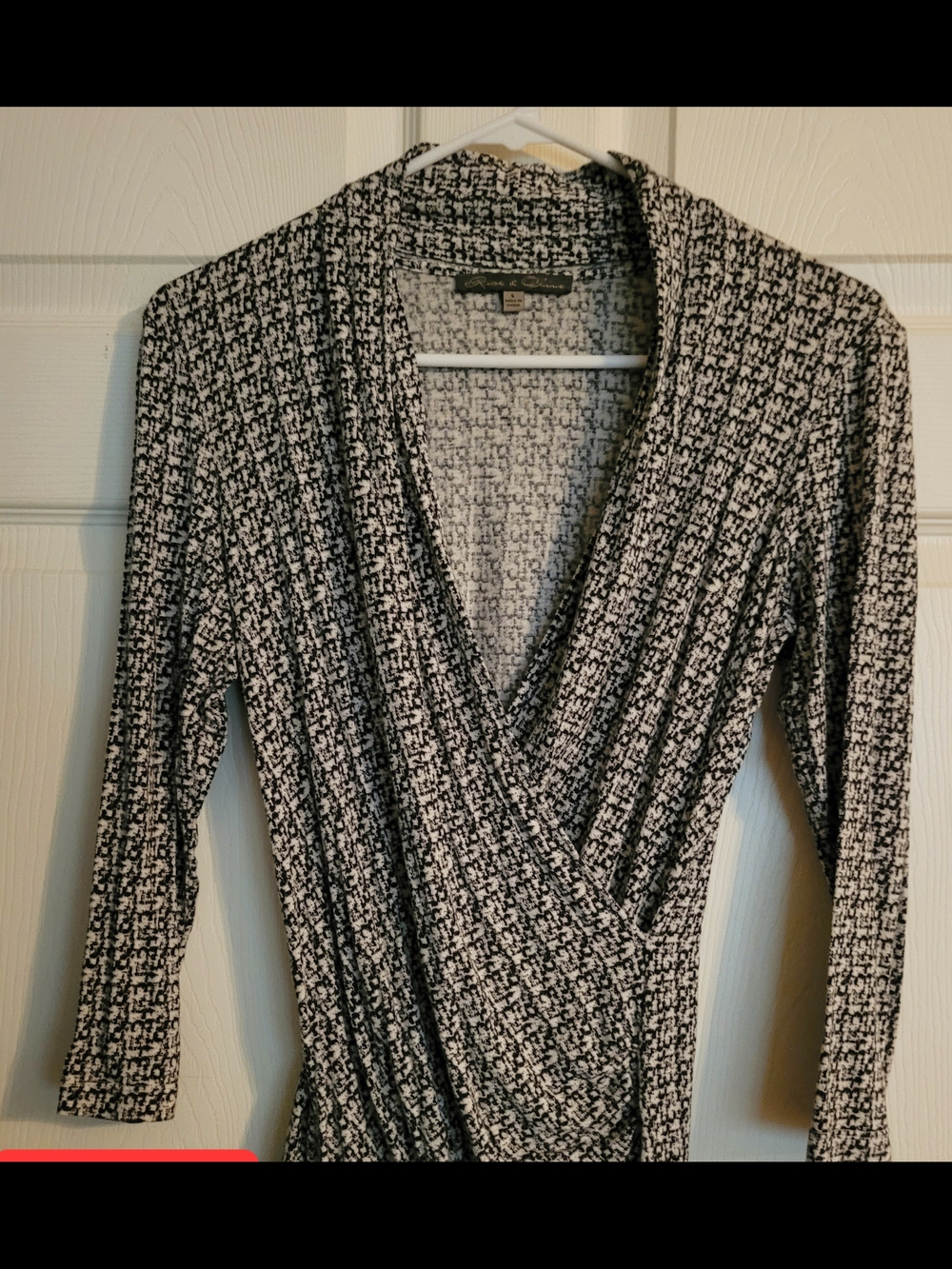 Rose & Oilve Wrap-Front Black & White Patterned Shirt